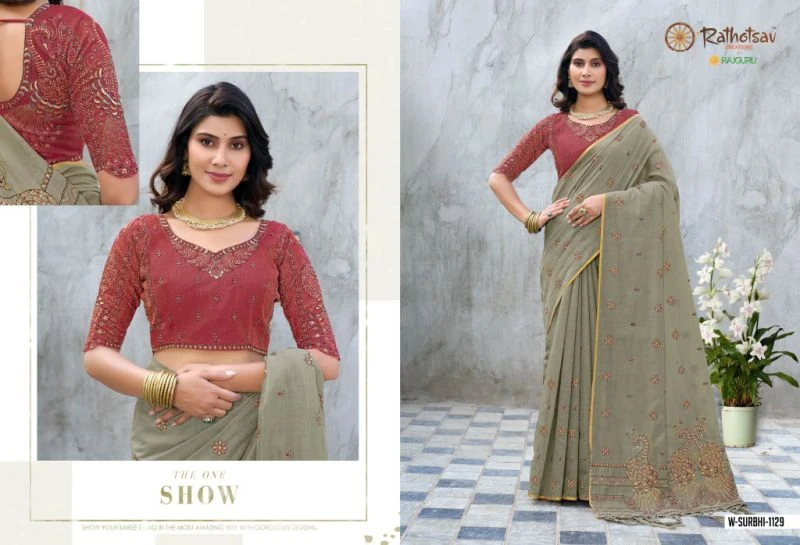 Rajguru Surbhi Vol 2 Semi Cotton Embroidered Saree Collection 11