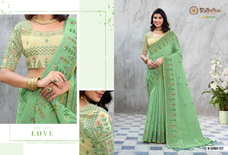 Rajguru Surbhi Vol 2 Semi Cotton Embroidered Saree Collection 2