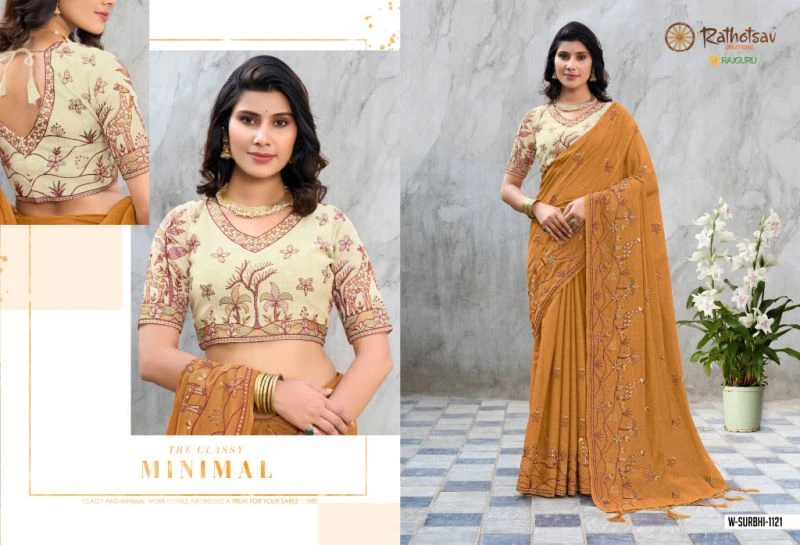 Rajguru Surbhi Vol 2 Semi Cotton Embroidered Saree Collection 4