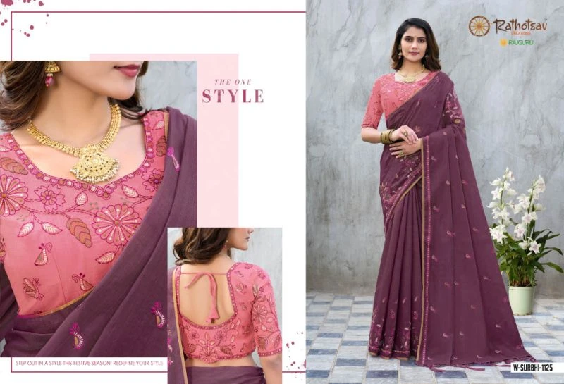 Rajguru Surbhi Vol 2 Semi Cotton Embroidered Saree Collection 5