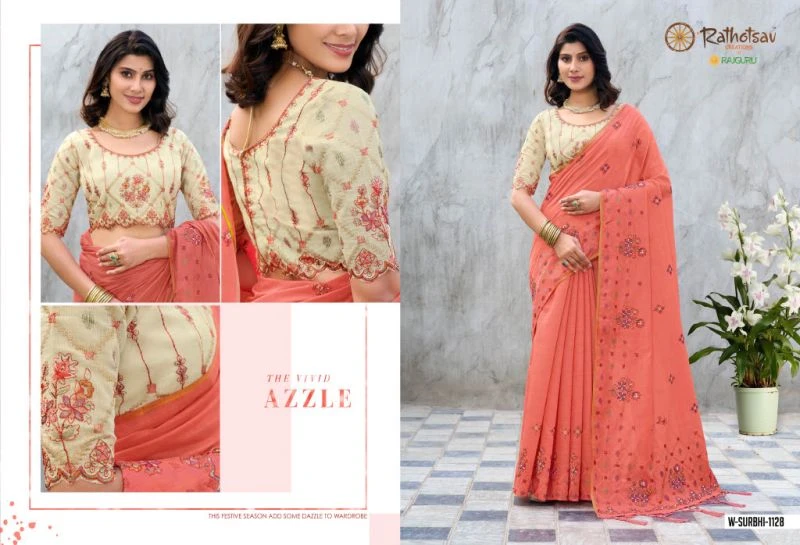 Rajguru Surbhi Vol 2 Semi Cotton Embroidered Saree Collection 6