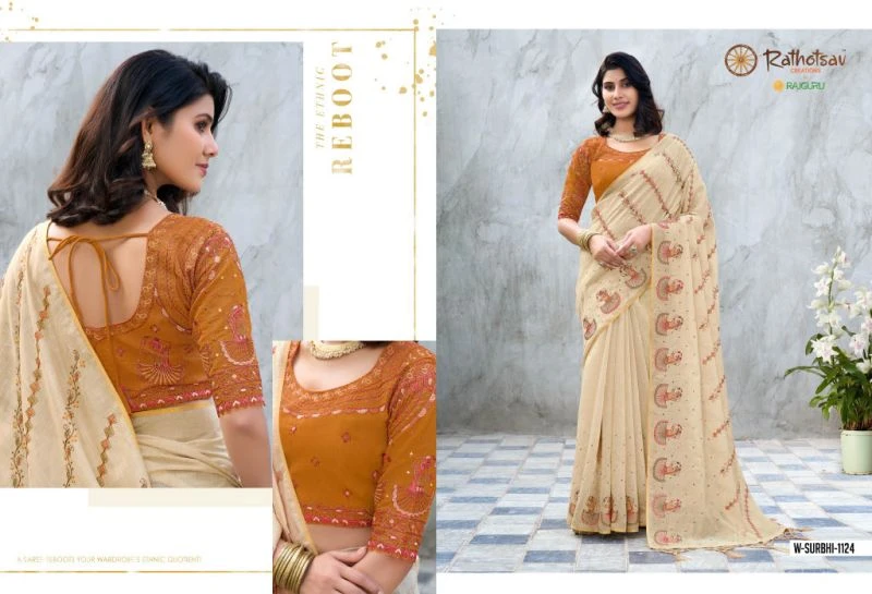 Rajguru Surbhi Vol 2 Semi Cotton Embroidered Saree Collection 8