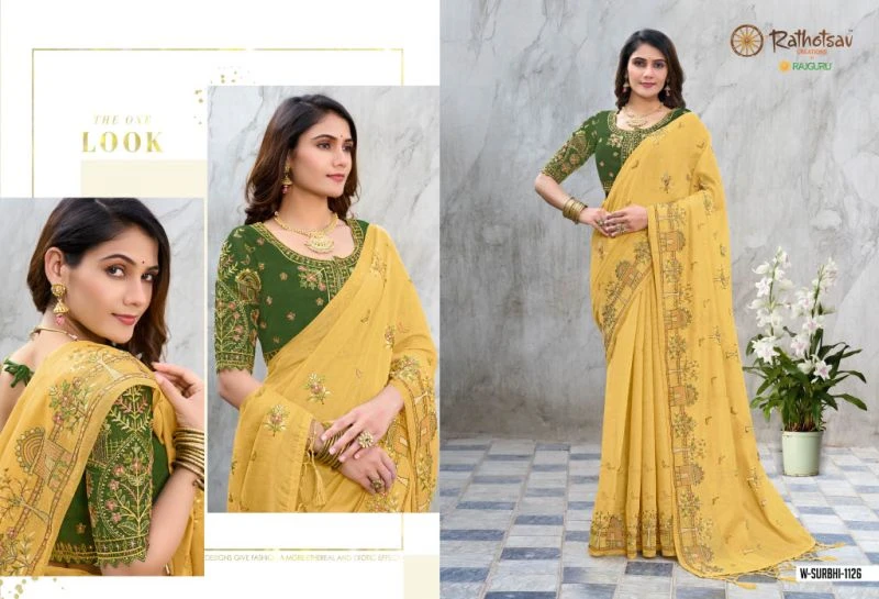 Rajguru Surbhi Vol 2 Semi Cotton Embroidered Saree Collection 9