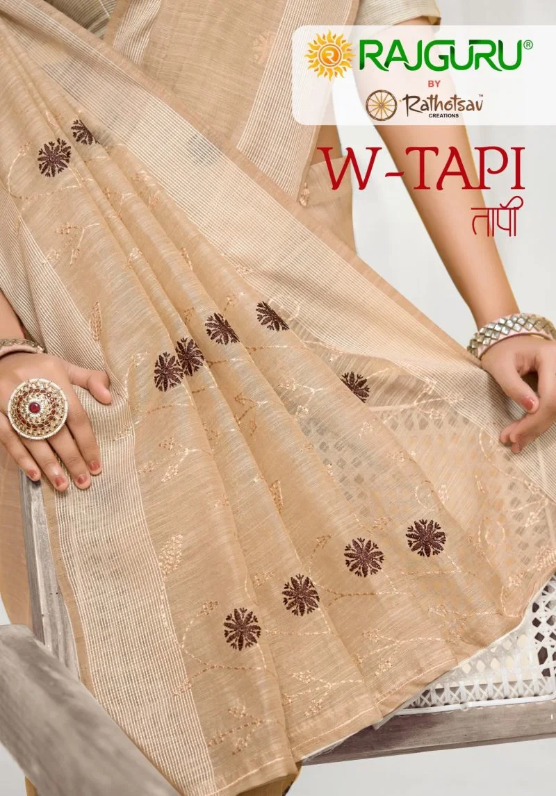 Rajguru Tapi Semi Cotton Thread Work Saree Collection 1