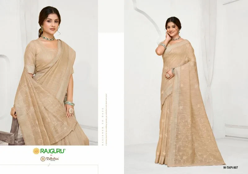 Rajguru Tapi Semi Cotton Thread Work Saree Collection 10