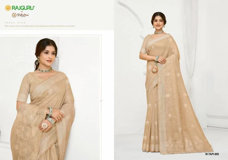 Rajguru Tapi Semi Cotton Thread Work Saree Collection 11