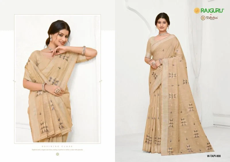 Rajguru Tapi Semi Cotton Thread Work Saree Collection 12