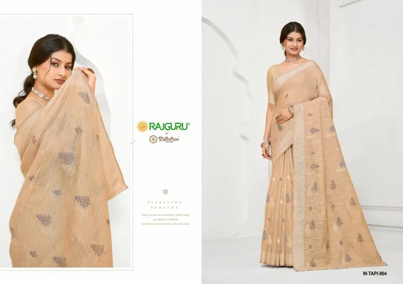 Rajguru Tapi Semi Cotton Thread Work Saree Collection 2