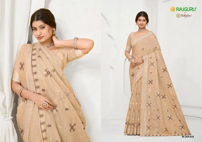Rajguru Tapi Semi Cotton Thread Work Saree Collection 3