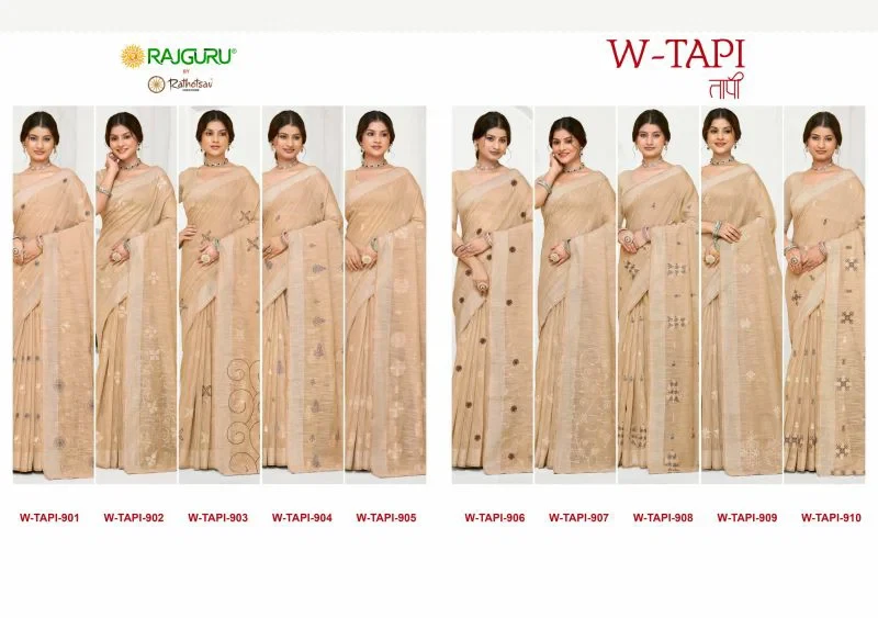 Rajguru Tapi Semi Cotton Thread Work Saree Collection 4
