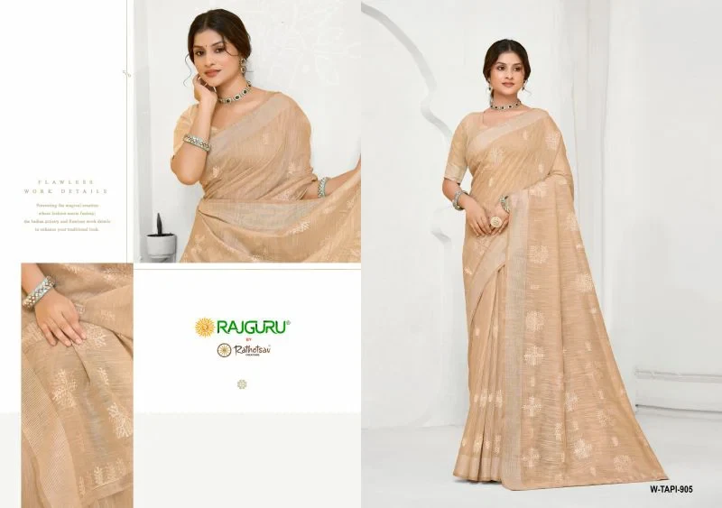 Rajguru Tapi Semi Cotton Thread Work Saree Collection 5