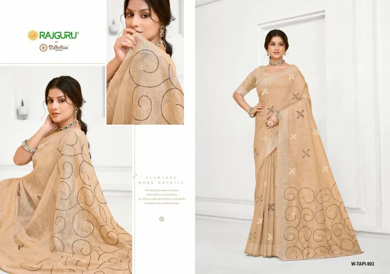 Rajguru Tapi Semi Cotton Thread Work Saree Collection 6