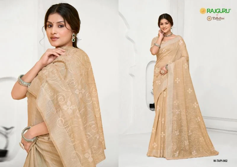 Rajguru Tapi Semi Cotton Thread Work Saree Collection 7