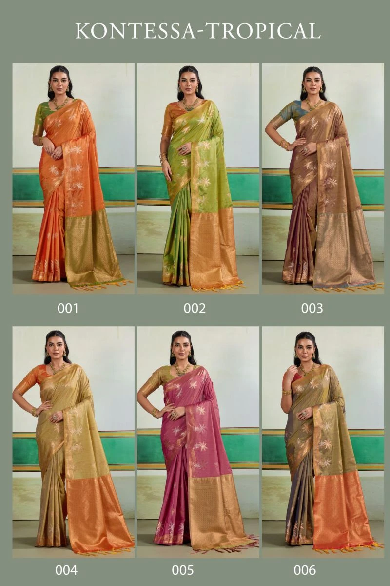 Rajtex Kontessa Tropical Tussar Silk Handloom Weaving Saree Collection 5
