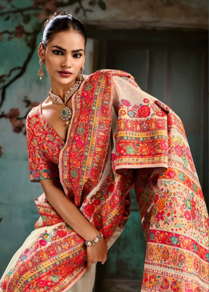 Rajtex Pure Kashmiri Vol 5 Pashmina Handloom Weaving Saree Collection 10
