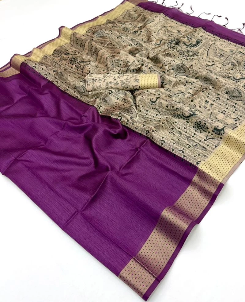 Rajyog Chaitra Tusser Silk Madhubani Printed Saree Collection 15