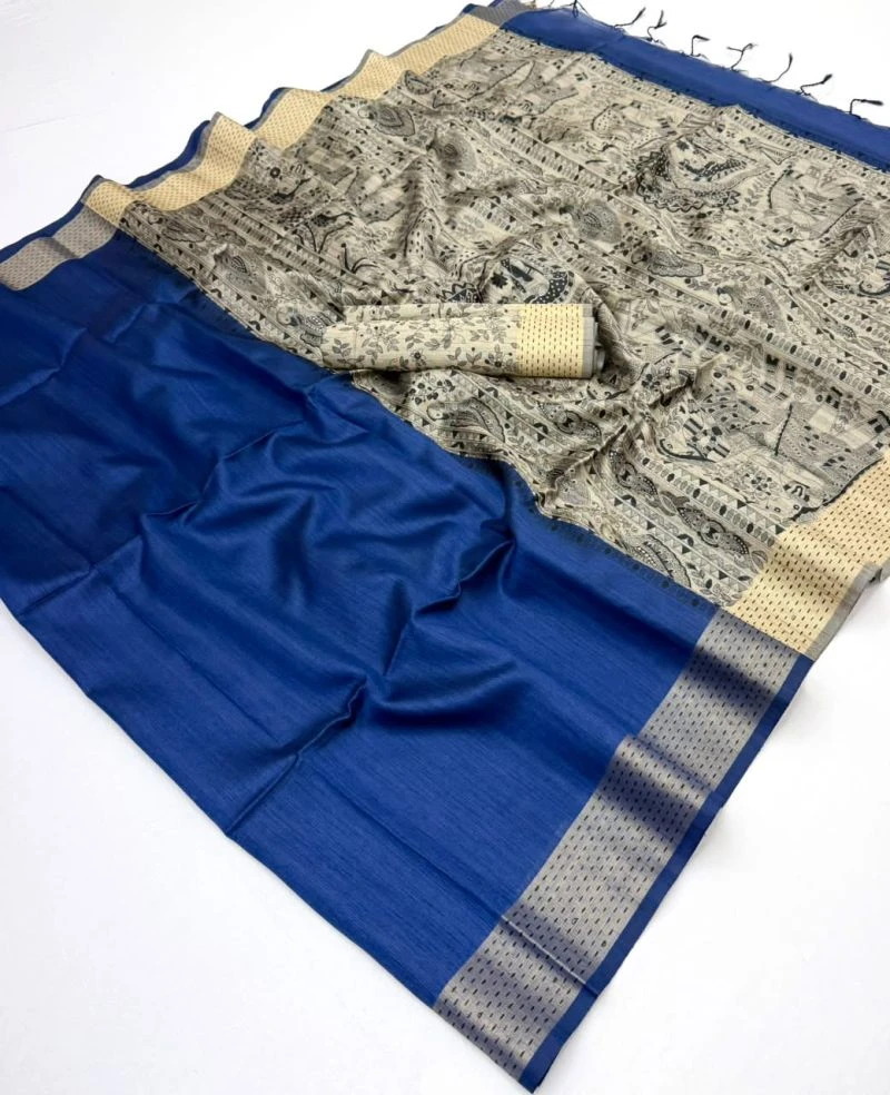 Rajyog Chaitra Tusser Silk Madhubani Printed Saree Collection 16