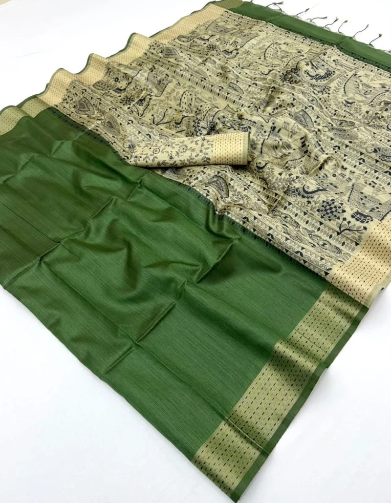 Rajyog Chaitra Tusser Silk Madhubani Printed Saree Collection 4