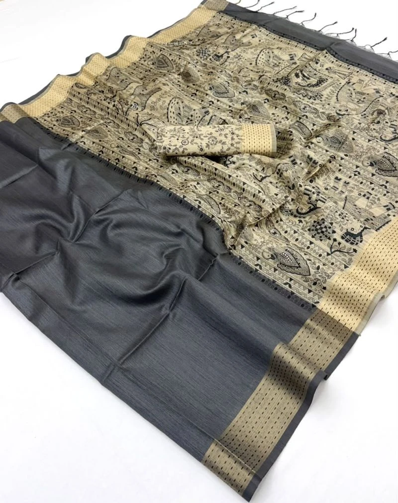 Rajyog Chaitra Tusser Silk Madhubani Printed Saree Collection 6