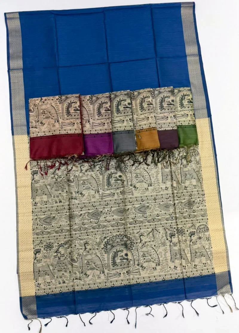 Rajyog Chaitra Tusser Silk Madhubani Printed Saree Collection 8