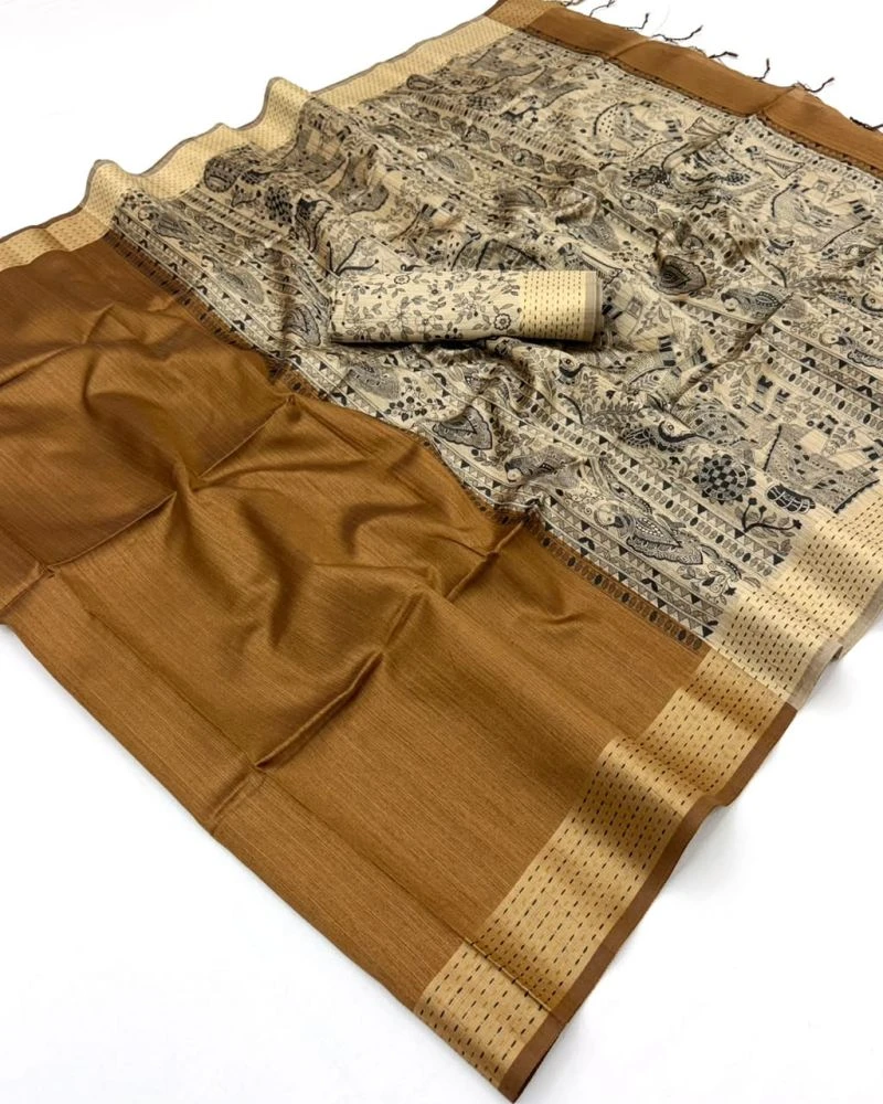 Rajyog Chaitra Tusser Silk Madhubani Printed Saree Collection 9