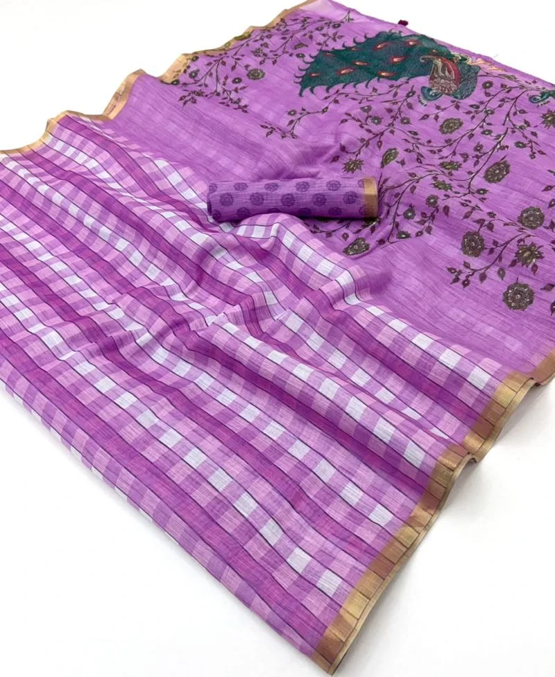 Rajyog D No 327001 To 11 Soft Linen With Zari Border Saree Collection 17