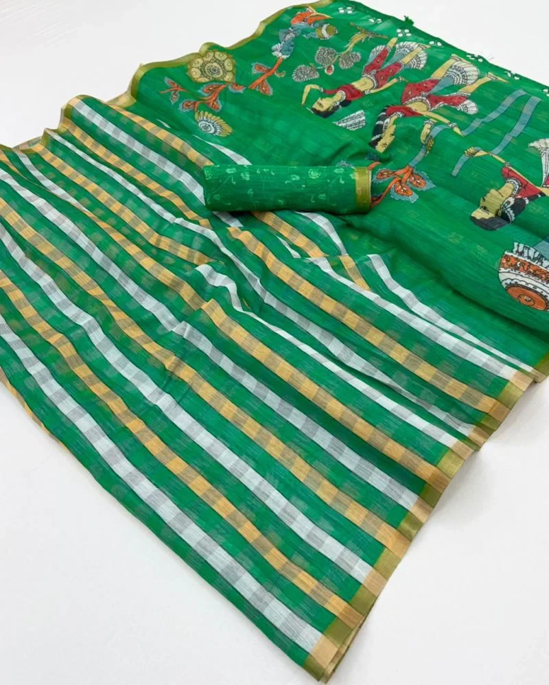 Rajyog D No 327001 To 11 Soft Linen With Zari Border Saree Collection 19