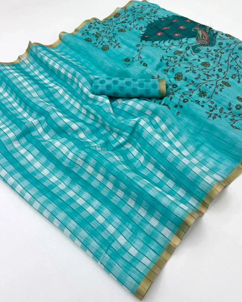 Rajyog D No 327001 To 11 Soft Linen With Zari Border Saree Collection 7