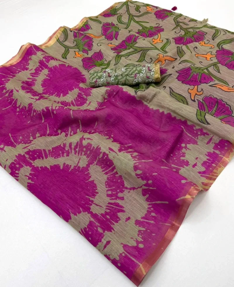 Rajyog Ls 383001 To 12 Soft Cotton Linen Zari Border Saree 16