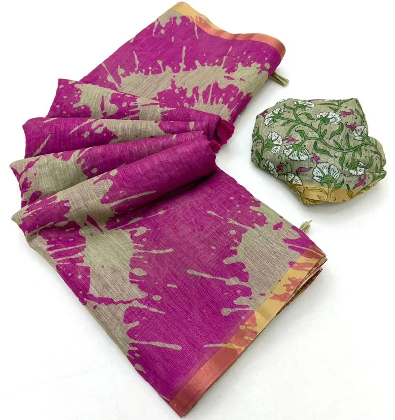 Rajyog Ls 383001 To 12 Soft Cotton Linen Zari Border Saree 18