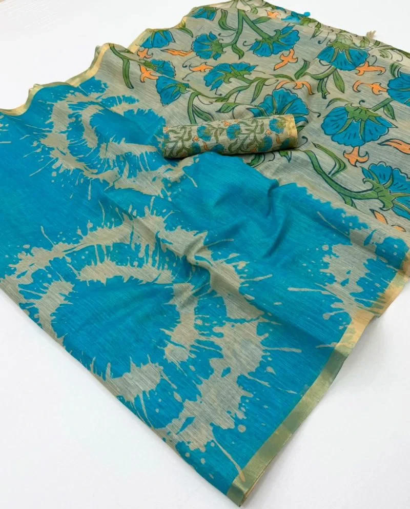 Rajyog Ls 383001 To 12 Soft Cotton Linen Zari Border Saree 4