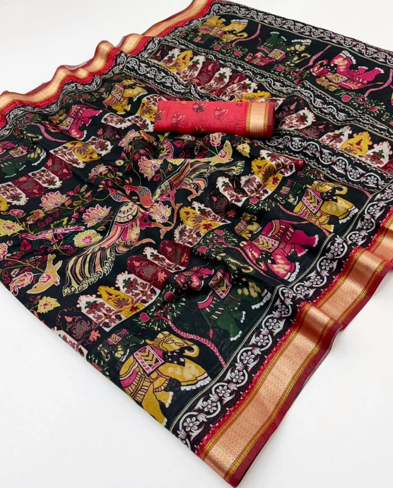 Rajyog Priyali Cotton Viscose Cotton Minakari Border Saree