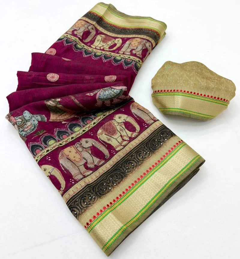 Rajyog Priyali Cotton Viscose Cotton Minakari Border Saree 10