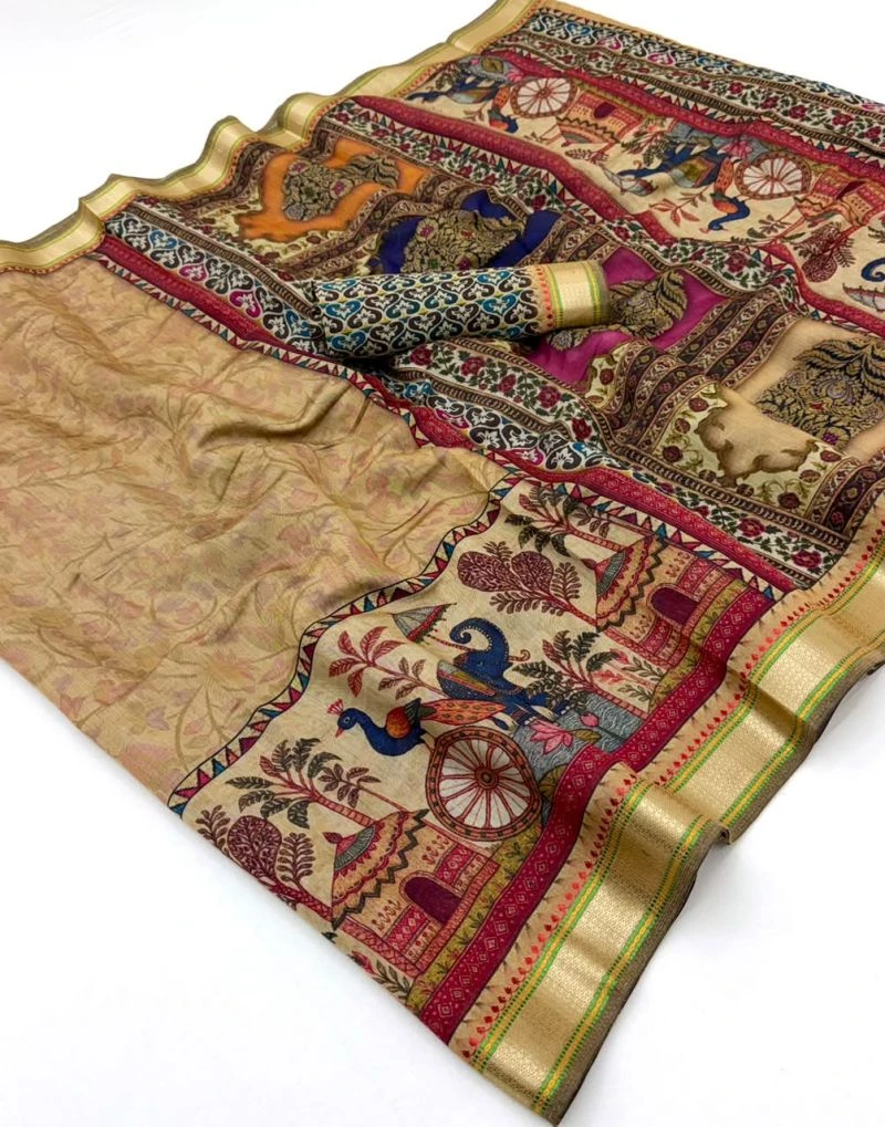 Rajyog Priyali Cotton Viscose Cotton Minakari Border Saree 12