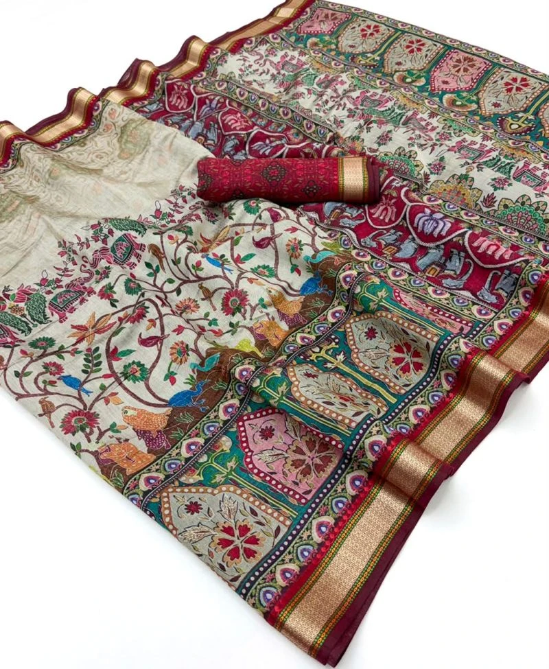 Rajyog Priyali Cotton Viscose Cotton Minakari Border Saree 13