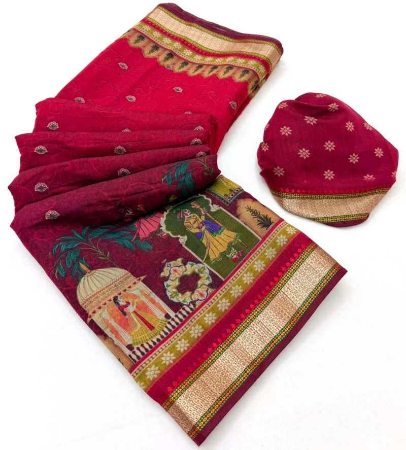 Rajyog Priyali Cotton Viscose Cotton Minakari Border Saree 14