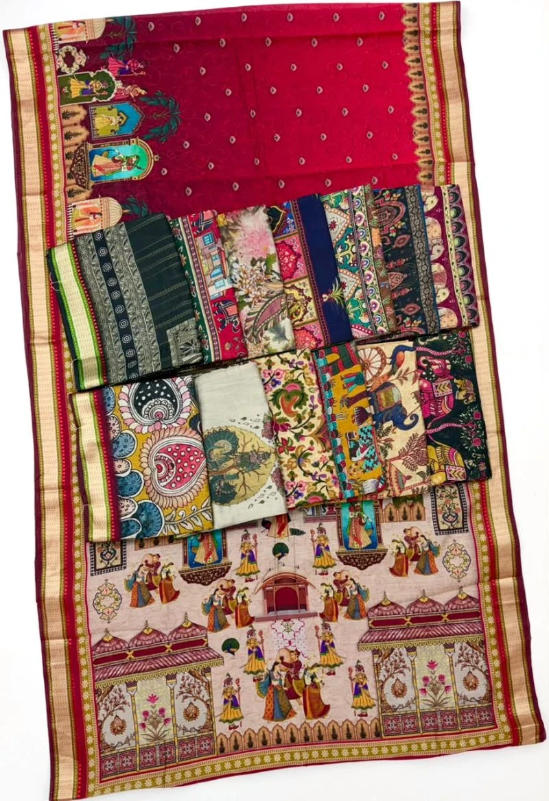 Rajyog Priyali Cotton Viscose Cotton Minakari Border Saree 15