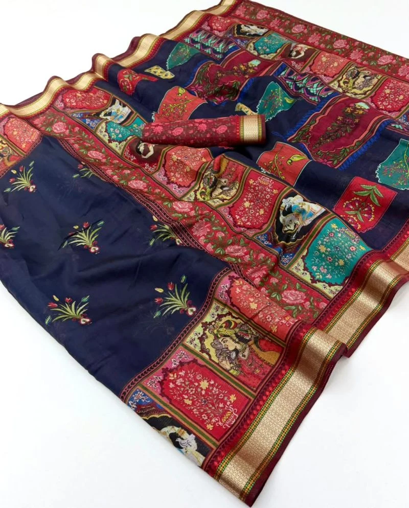 Rajyog Priyali Cotton Viscose Cotton Minakari Border Saree 16
