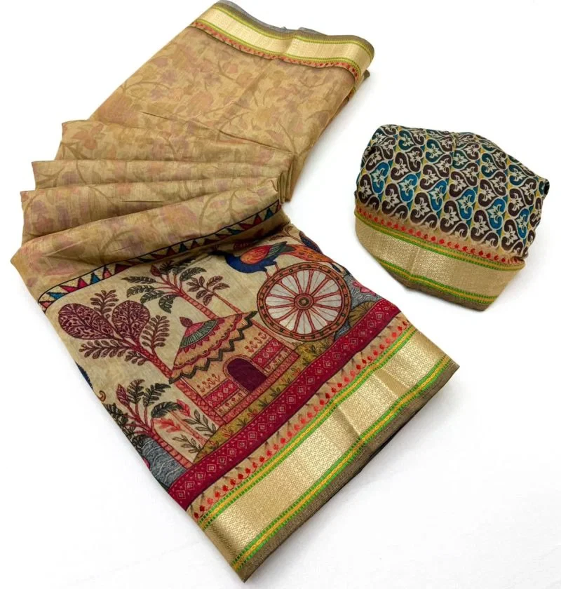 Rajyog Priyali Cotton Viscose Cotton Minakari Border Saree 17