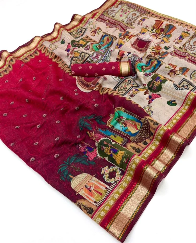 Rajyog Priyali Cotton Viscose Cotton Minakari Border Saree 18