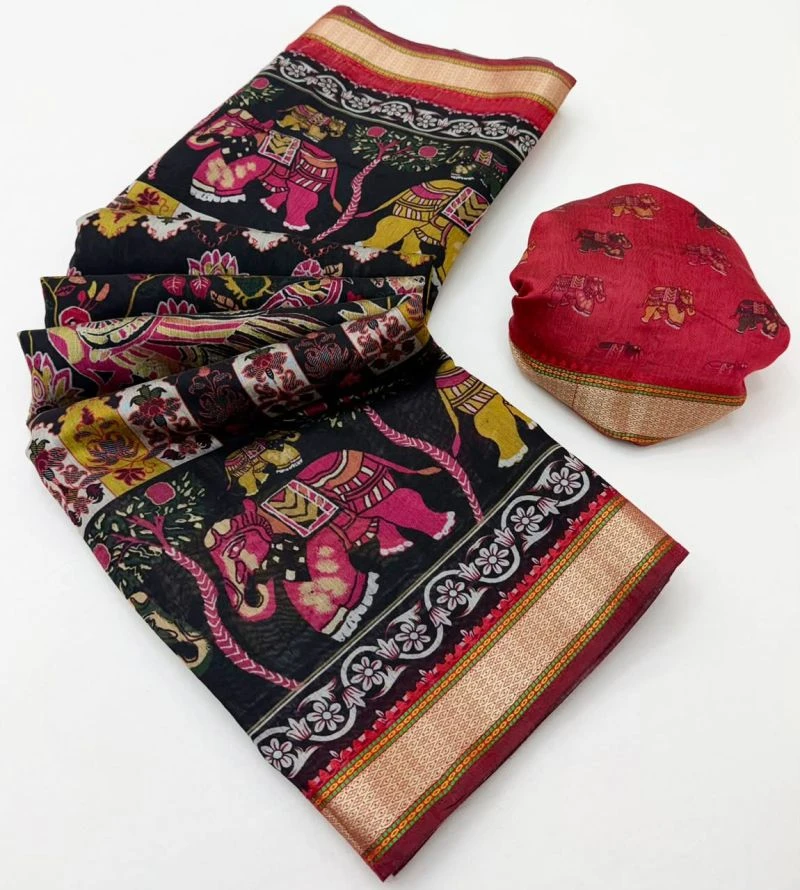 Rajyog Priyali Cotton Viscose Cotton Minakari Border Saree 20