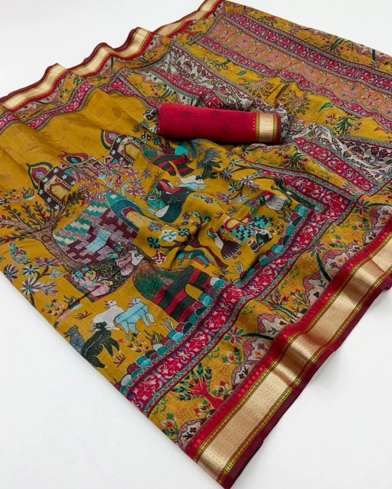 Rajyog Priyali Cotton Viscose Cotton Minakari Border Saree 21