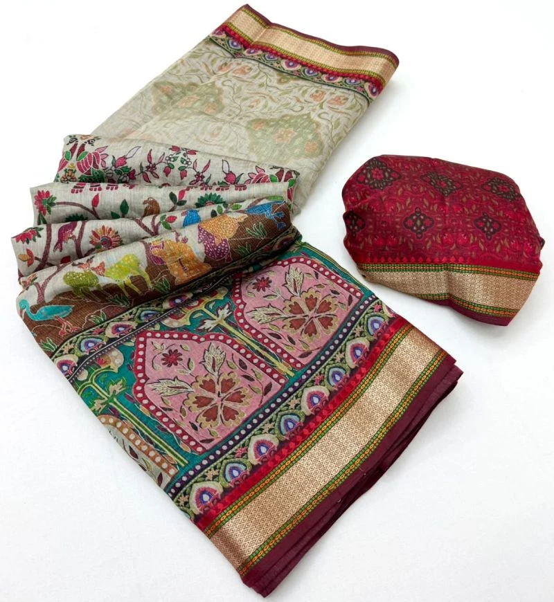 Rajyog Priyali Cotton Viscose Cotton Minakari Border Saree 4