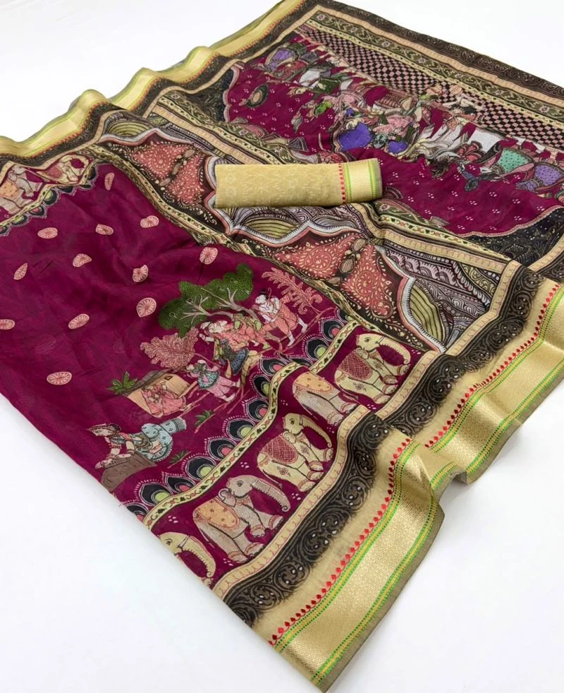 Rajyog Priyali Cotton Viscose Cotton Minakari Border Saree 5