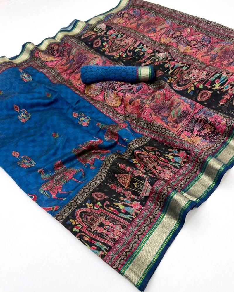 Rajyog Priyali Cotton Viscose Cotton Minakari Border Saree 6