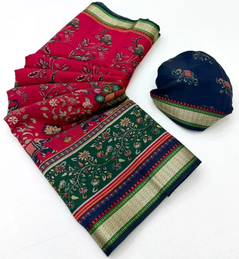 Rajyog Priyali Cotton Viscose Cotton Minakari Border Saree 7