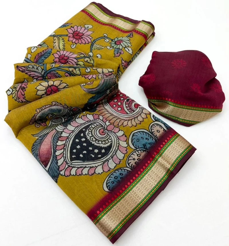 Rajyog Priyali Cotton Viscose Cotton Minakari Border Saree 9