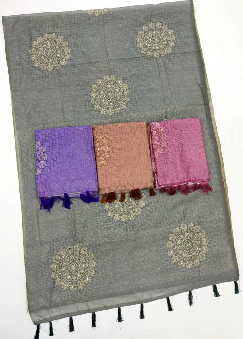 Rajyog Rang Chanderi Linen Bandhej Printed Saree Collection 10