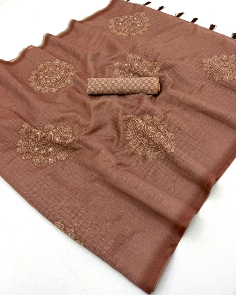 Rajyog Rang Chanderi Linen Bandhej Printed Saree Collection 4