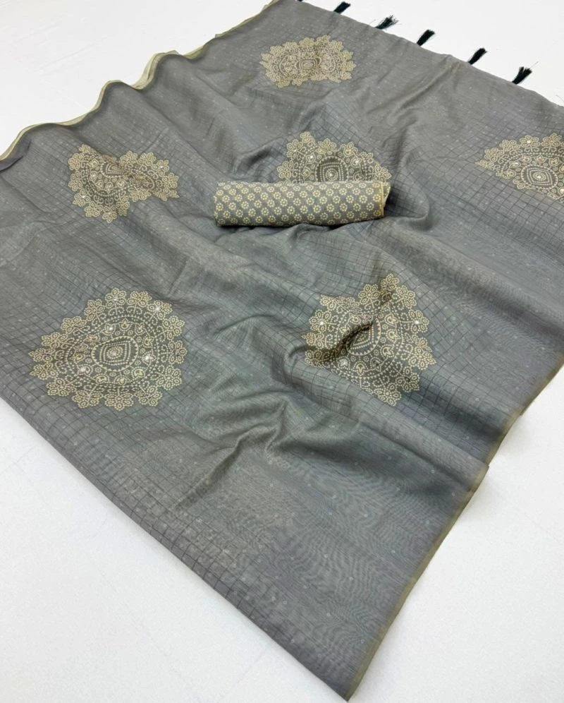 Rajyog Rang Chanderi Linen Bandhej Printed Saree Collection 6